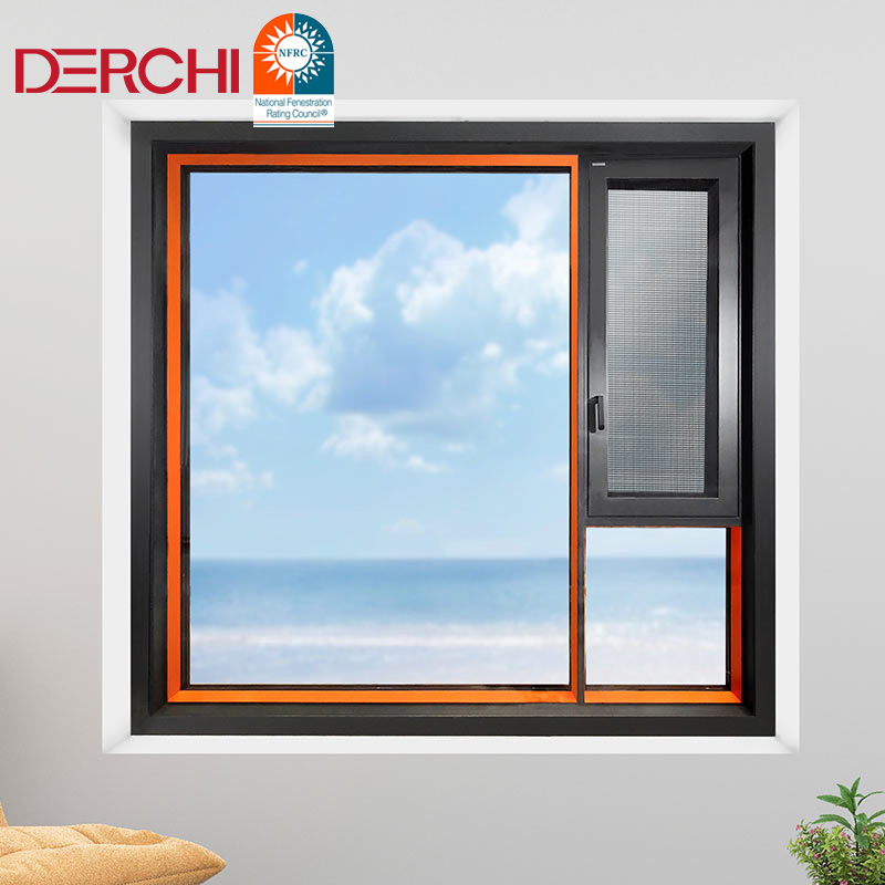 Patio Tempered Glass Aluminum Frame Casement Windows Kitchen Double Glaze Aluminum Bay Sliding Windows