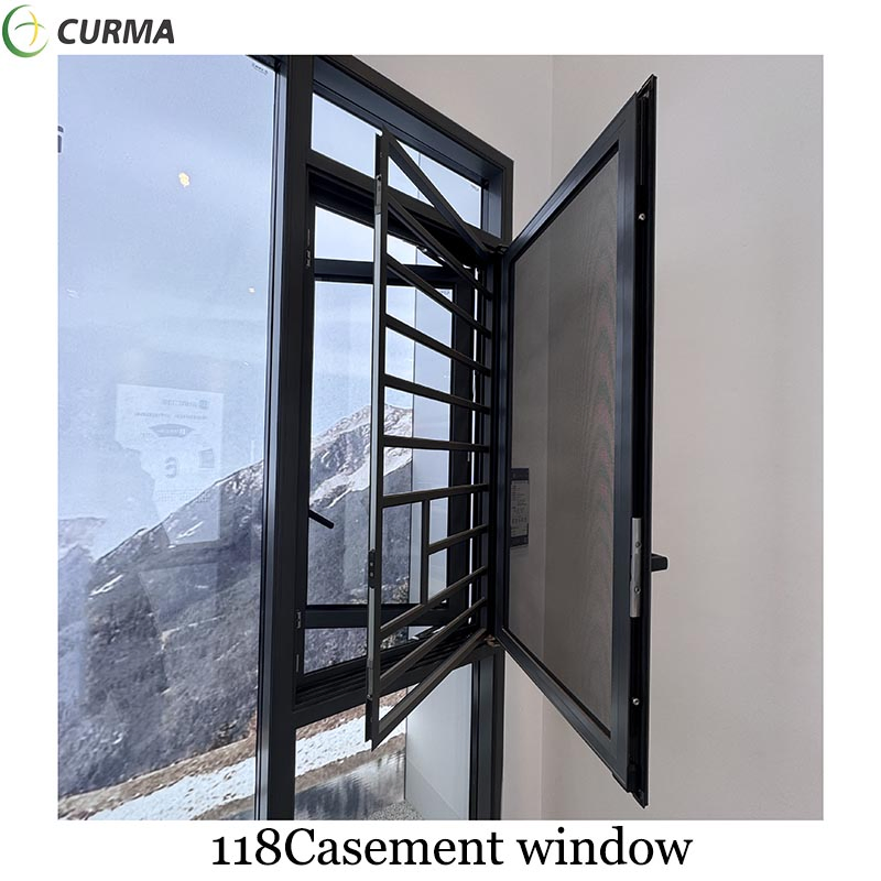 Aluminum Casement Window with Double Glazing Tinted Glass Customized Mosquito Net Grill Design Customzied Color Hung Fixed Slding Types Window