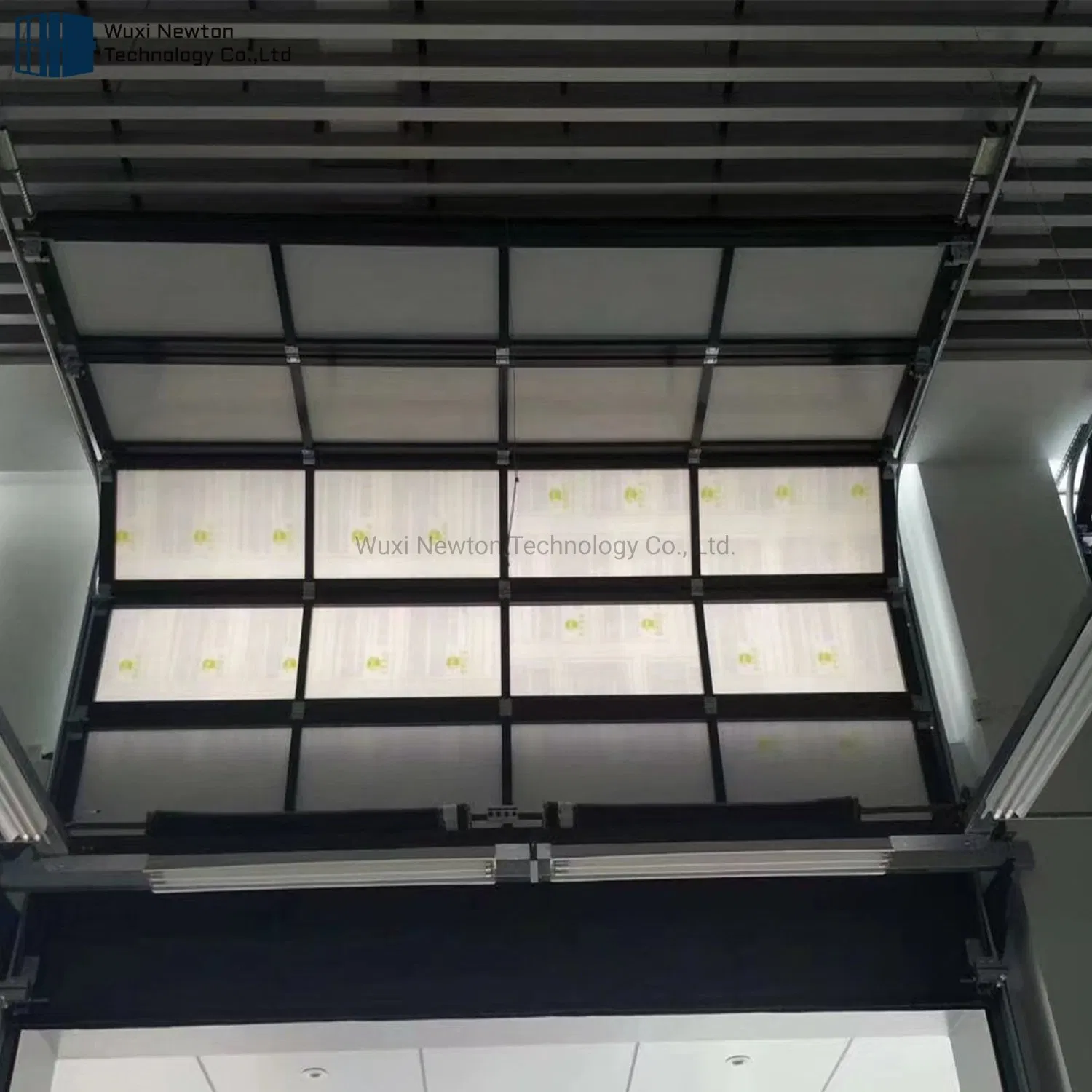 Black Anodized Aluminum Frame Automatic Frosted Tempered Glass Panels Garage Door Prices