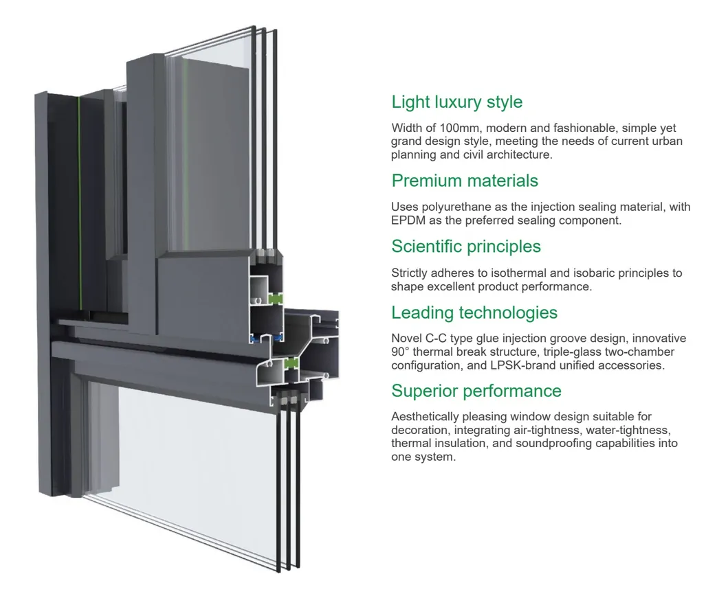 8018 Series Sliding Aluminum Window Wind Resistant