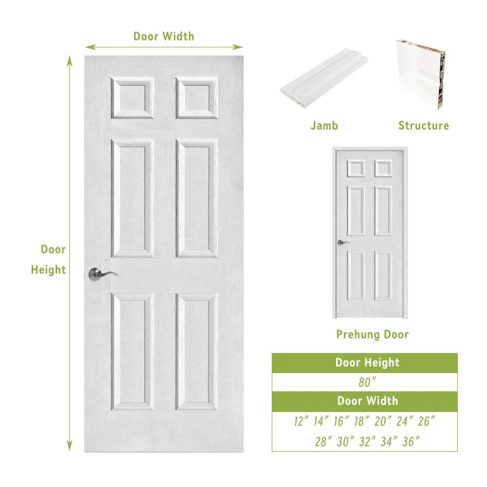 4-9/16'' Frame White Finished Interior Wooden Doors Slab Pre Hung Hollow Core HDF Moulded Door