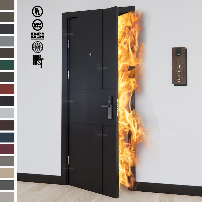 Foshan Yohome Custom Flush Door Plywood Fire Rated Door Modern Composite Interior Apartment Doors Indoor Door Wood Hotel Entry Fire Doors
