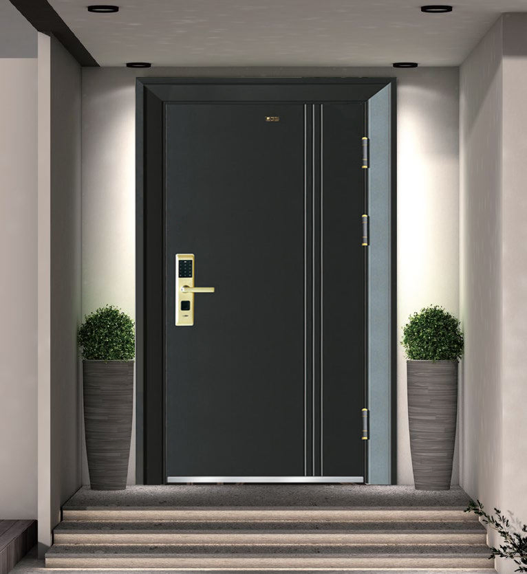 China Metal Door Aluminum Simple Steel Entry Security Door Turkish Design Security Steel Door Modern Steel Interior Entrance Door for House Home Price Sale