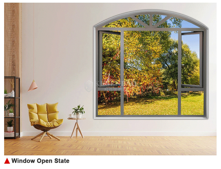 Hurricane Impact Design Double Glazed Aluminum Alloy Frame Soundproof Inside Open Aluminium Casement Window