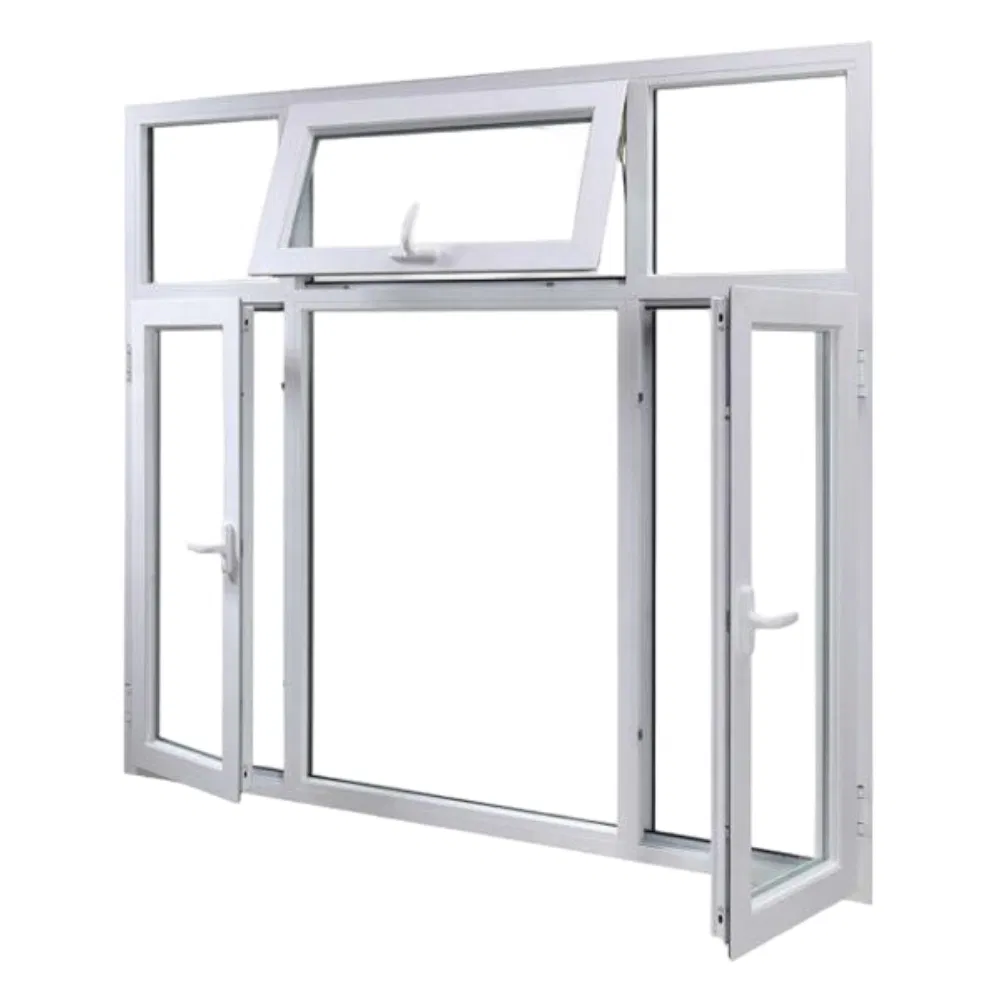 White Simple Style Plastic-Steel / UPVC Casement Windows with Hollow Transparent Tempered Glass Are Suitable for Houses.