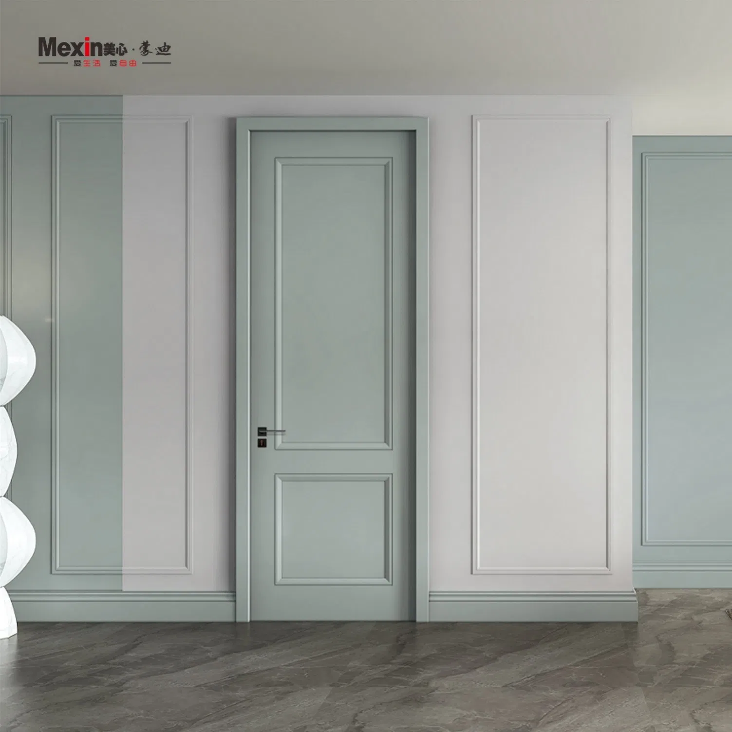 Mexin Customizable Black Entrance Teak Wood Wooden Door Solid Interior White PVC Security WPC Price Elegant Classic Modern Red Teak Wood Door Exterior Entrance