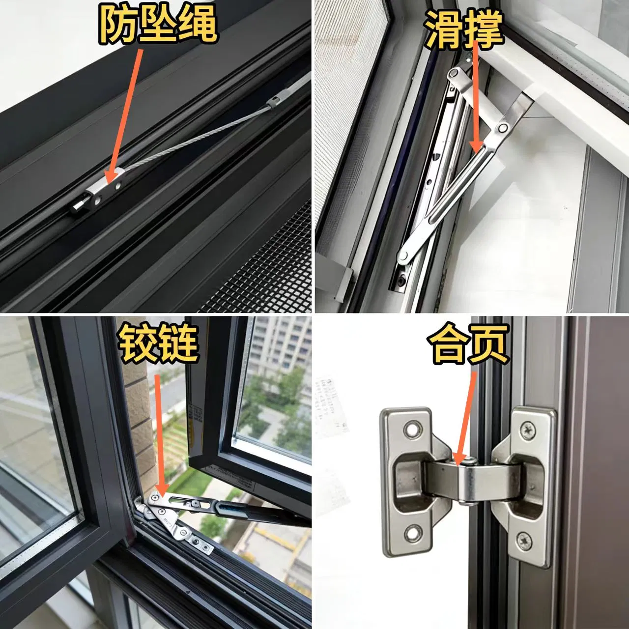 Narrow Bezel, Outward-Opening and Inward-Tilting Aliuminum Awning Windows, Minimalist Design