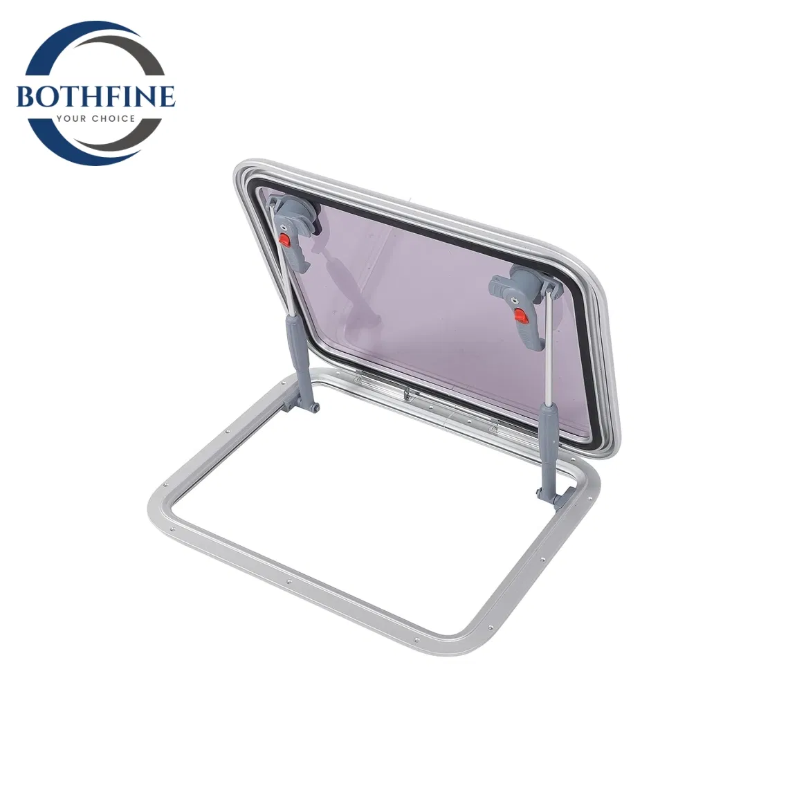 Boat Skylight Window, Push-out Deck Porthole, Rotating Fixed Handle 457X327mm, Smoke Gray Glass for Yacht, RV, Boat