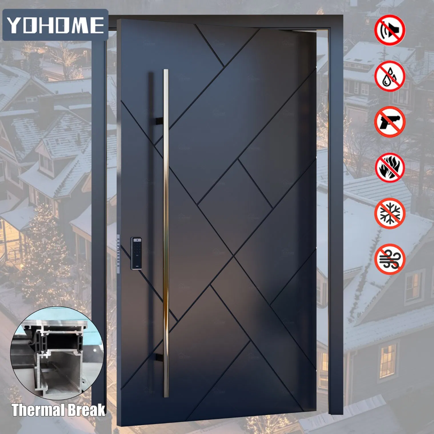 China Top Factory Custom Villa Door Designs Luxury Villa Pivot Modern Cast Aluminum Front Entry Bullet Proof Security House Front Doors