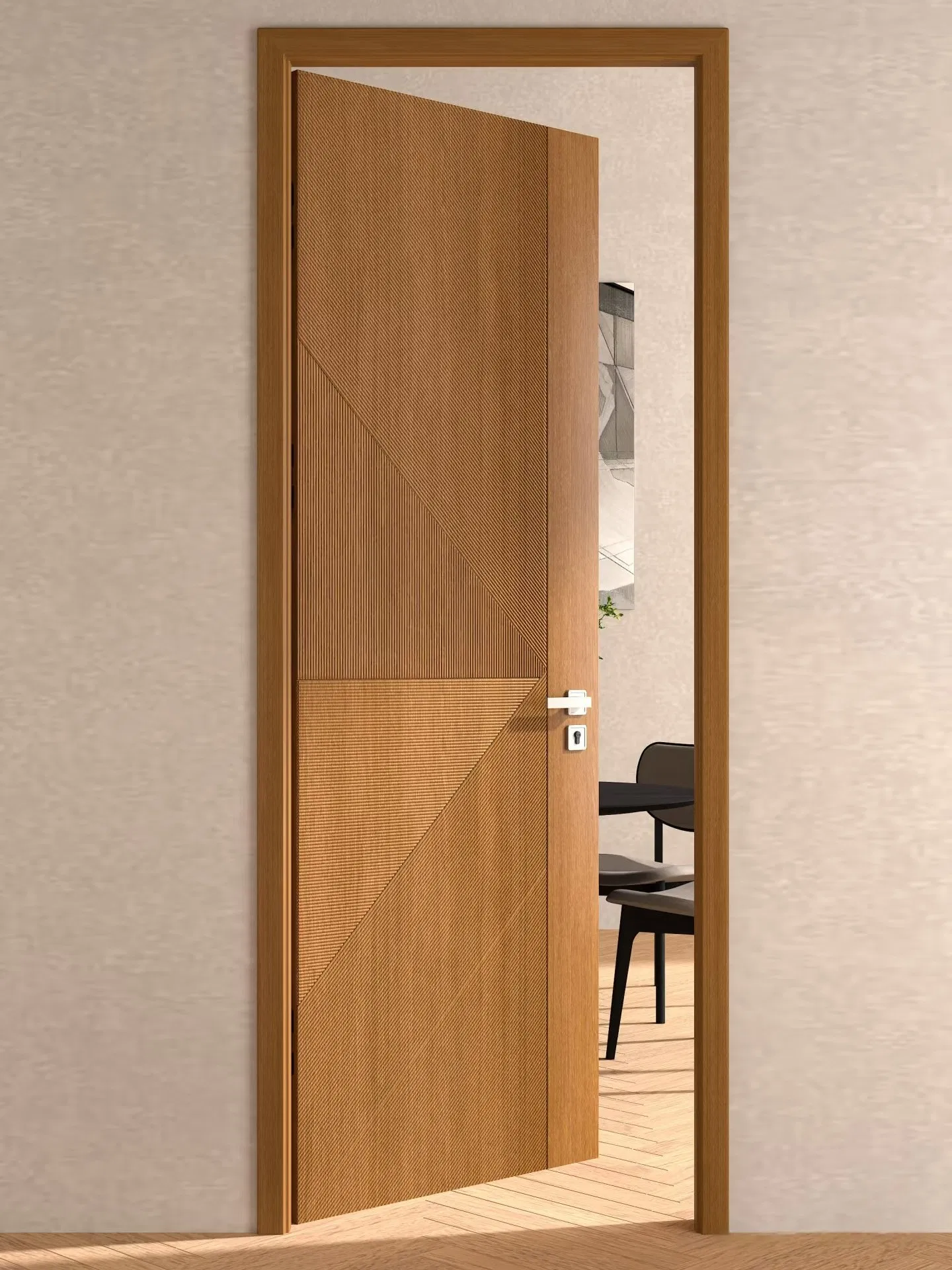 Eco-Friendly Modern Wooden Entrance Solid Wood Room Internal Security WPC PVC Interior Veneer Entry Door Durable