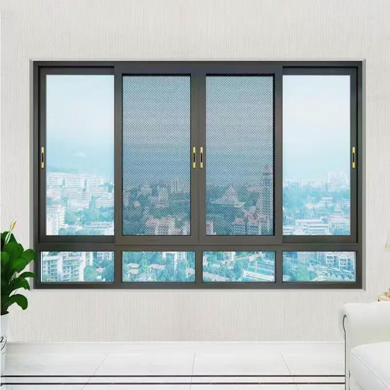 Modern Architecture Style Slim Frame Double Tempered Glass Glazed Sliding Window