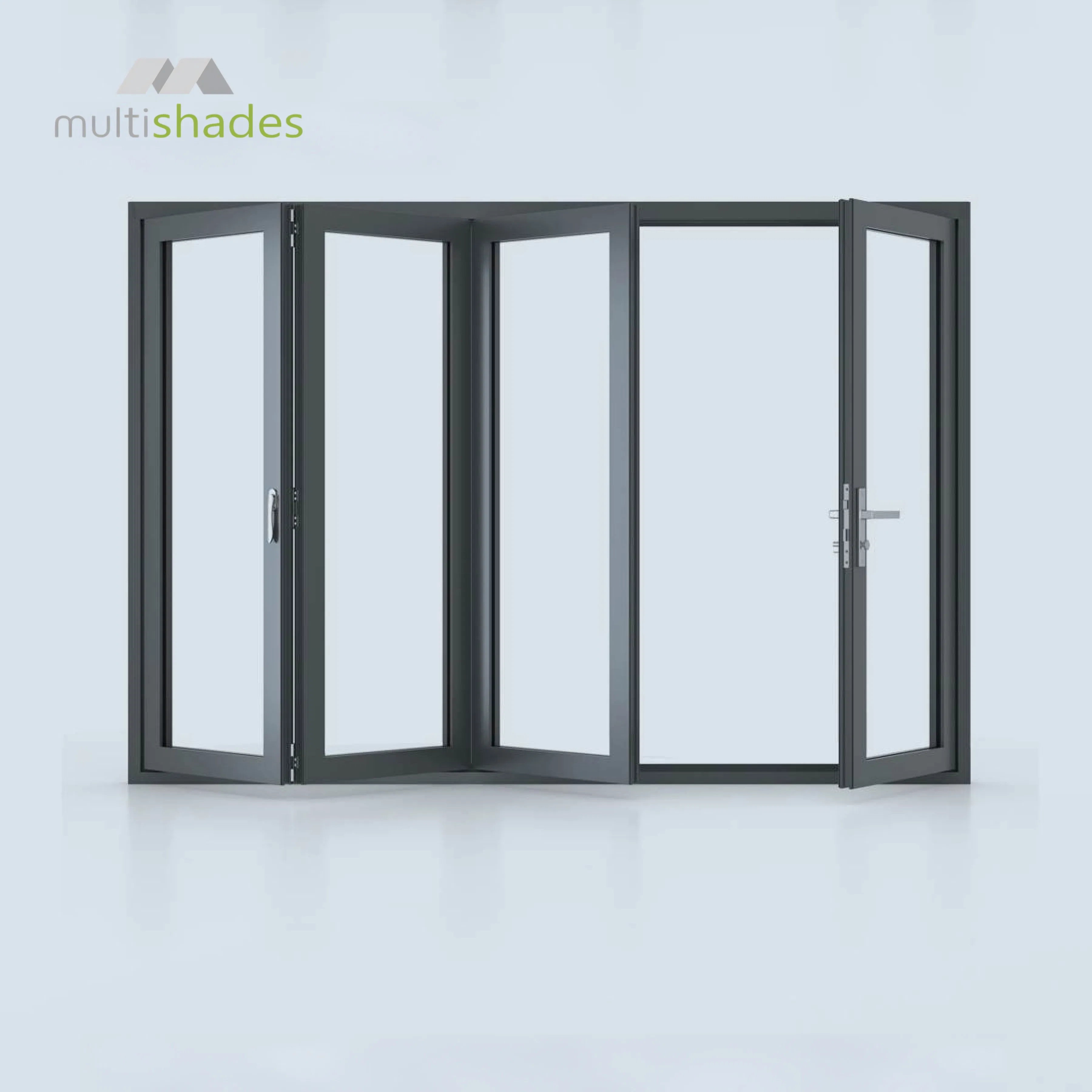 Multishades Chinese Factory OEM Aluminum Bi Sliding Folding Door Double Insulated Glass Soundproof