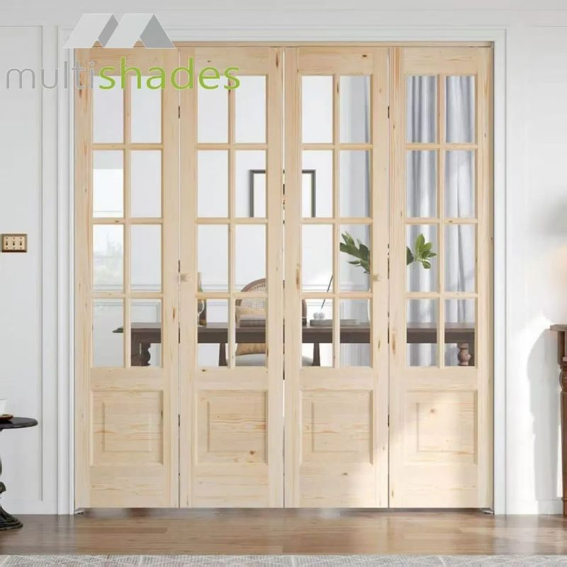 Multishades Classic Simple Design Double Glazed Tempered Glass Soundproof Panels Aluminum Bi Sliding Folding Door