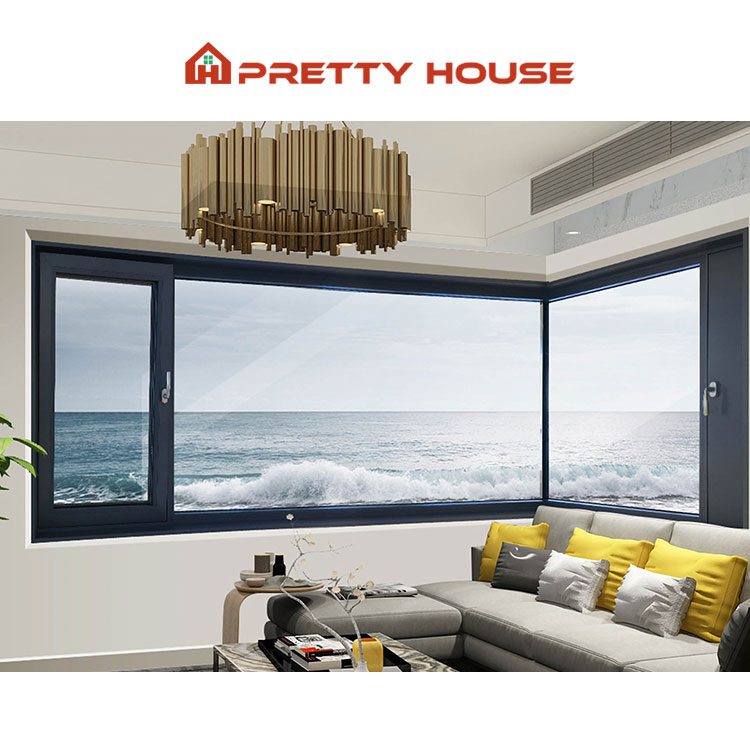 Thermal Break Powder Coated Aluminum Glass Window Fixed and Security Casement Windows