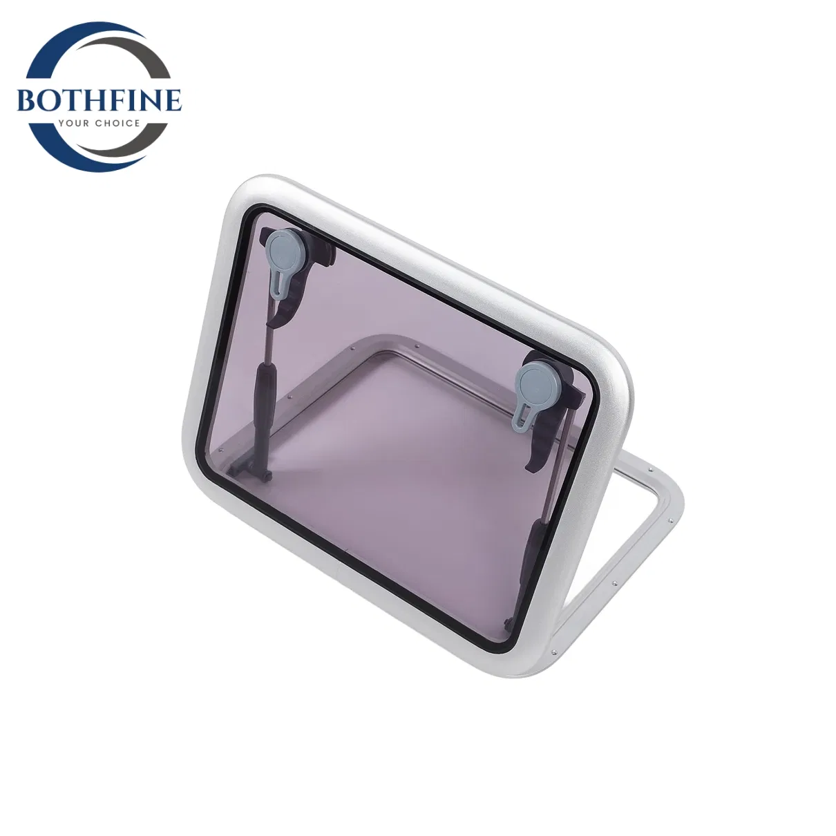 Boat Skylight Window, Push-out Deck Porthole, Rotating Fixed Handle 457X327mm, Smoke Gray Glass for Yacht, RV, Boat