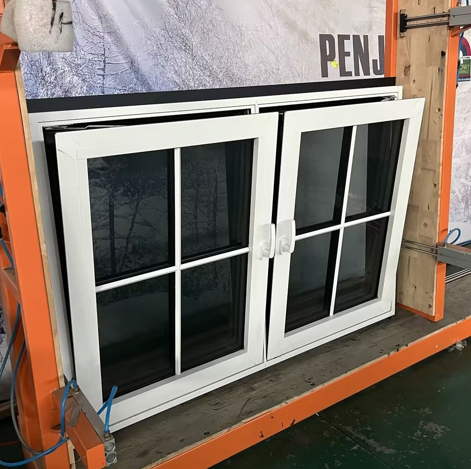 Penjoy High Quality Triple Pane in-Swing Window Double Glazed Aluminum Glass Tilt and Turn Windows Double Pane Grids Design