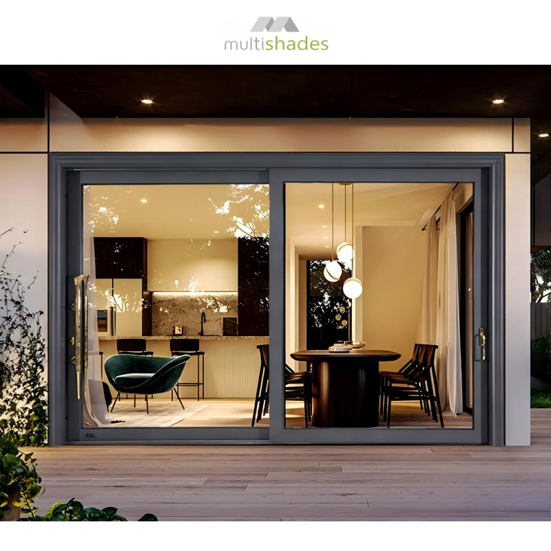 Multishades Nfrc Standard Aluminum Sliding Door Tempered Glass Aluminium Sliding Door for Balcony &amp; Courtyard Patio