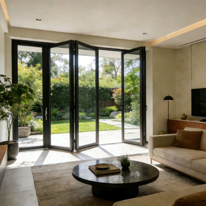 Aluminum Folding Customized Panels Smooth Tracks silent Scene Door Water Drainage System