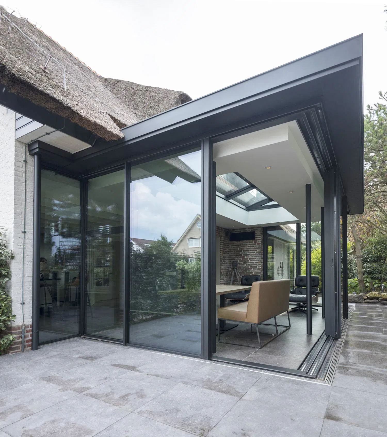 Panoramic Corner Patio Doors Sliding Glass House Door Air Tight Exterior Aluminum Sliding Door System