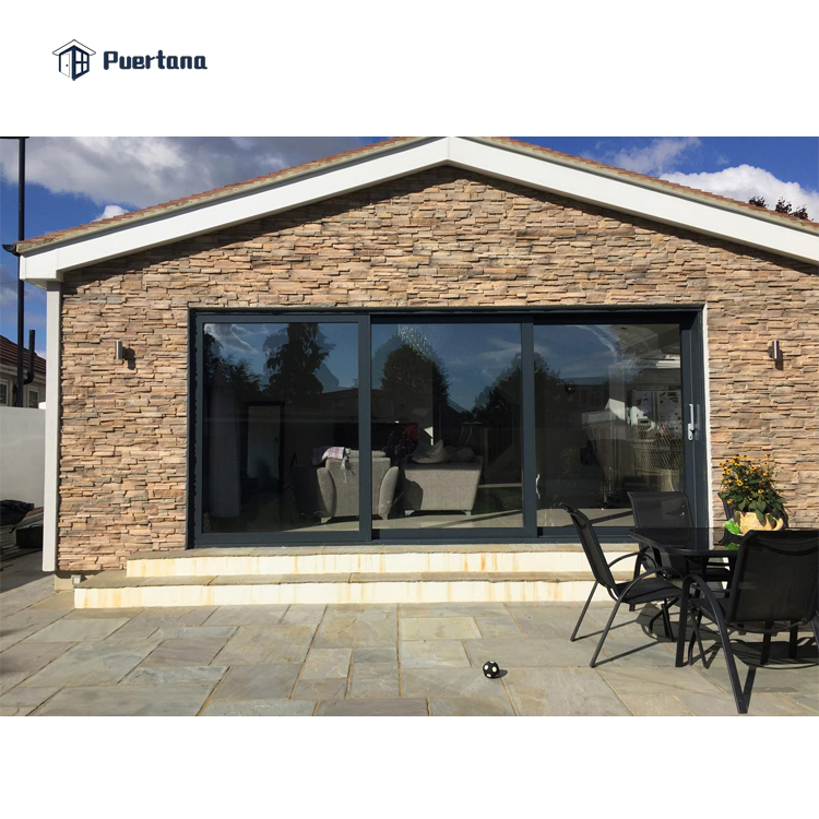 Big Exterior 90 Degree Corner Aluminium Framed Multi Track Insulated Sliding Glass Door System Design