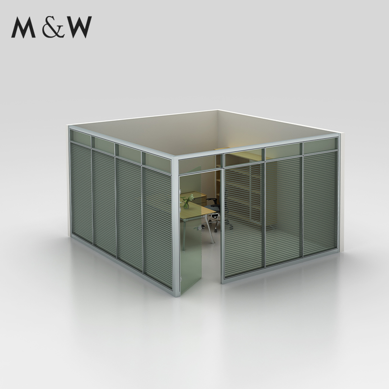 M&W Luxury Modern Wall Partition Double Glass Demountable Interior System Office Glass Partition Wall