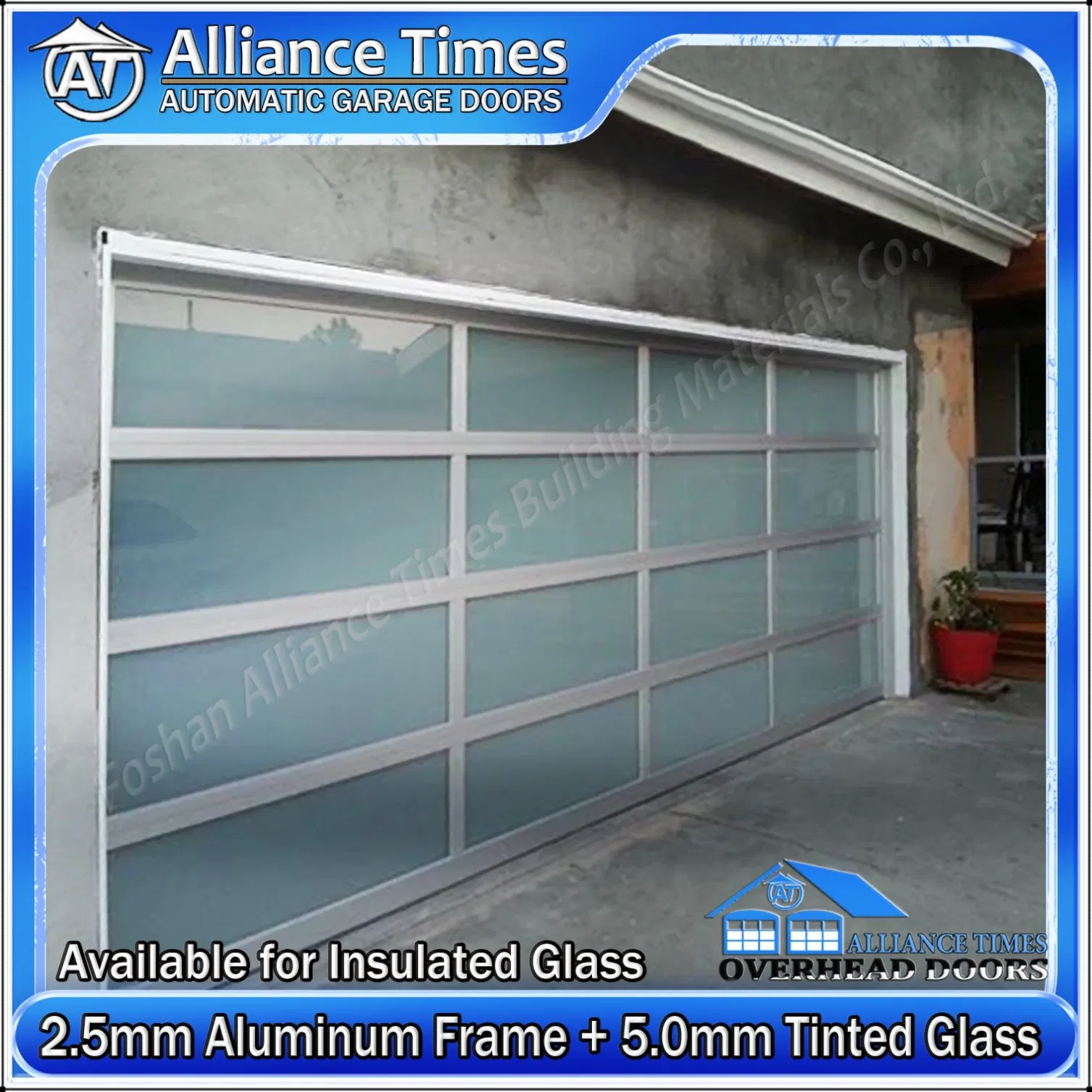 Insulated Garage Doors Featuring Aluminum Frame and 800n Driving System