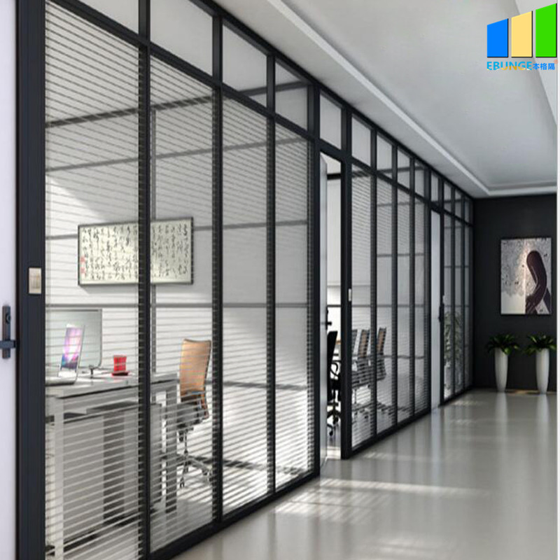 Commercial Interior Glass Walls Aluminum Tempered Glass Office Partition Wall
