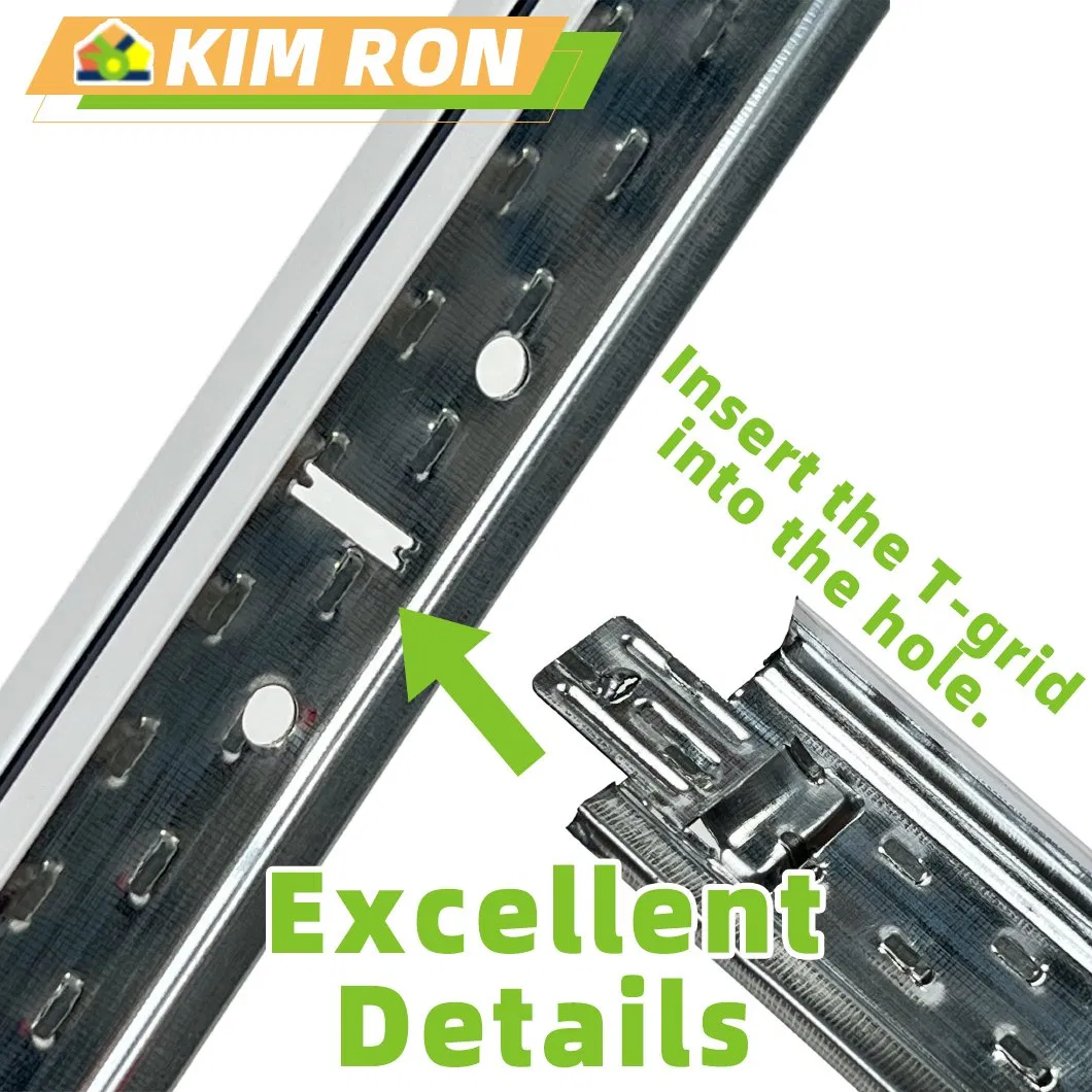 Chinese Low Price Custom Suspended Ceiling Grid Steel Wall Angle Top T Bar Keel Profiles Wall T Bar Ceiling Grid Fine Line Slotted T Grids System Manufacturer