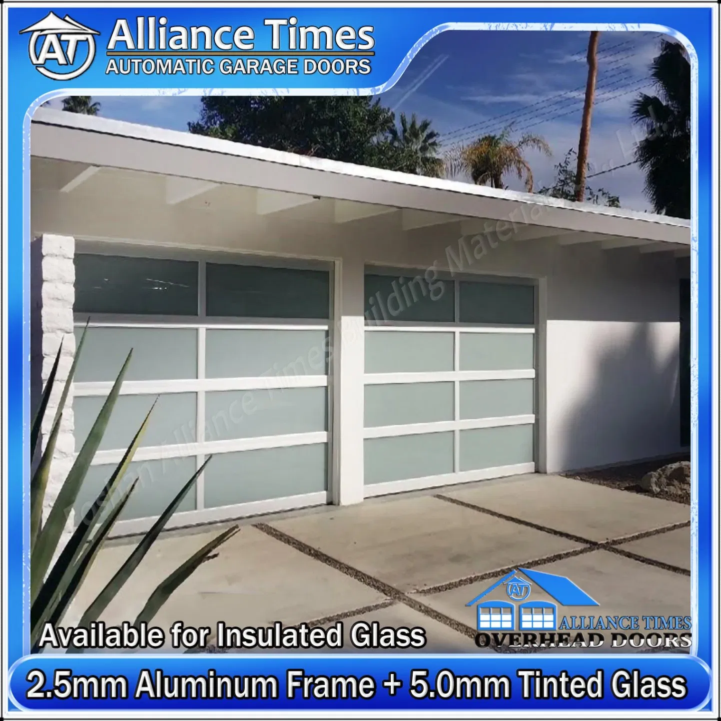 Insulated Garage Doors Featuring Aluminum Frame and 800n Driving System