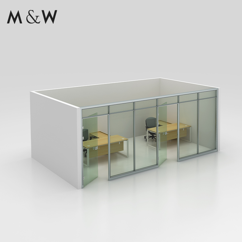 M&W Luxury Modern Wall Partition Double Glass Demountable Interior System Office Glass Partition Wall
