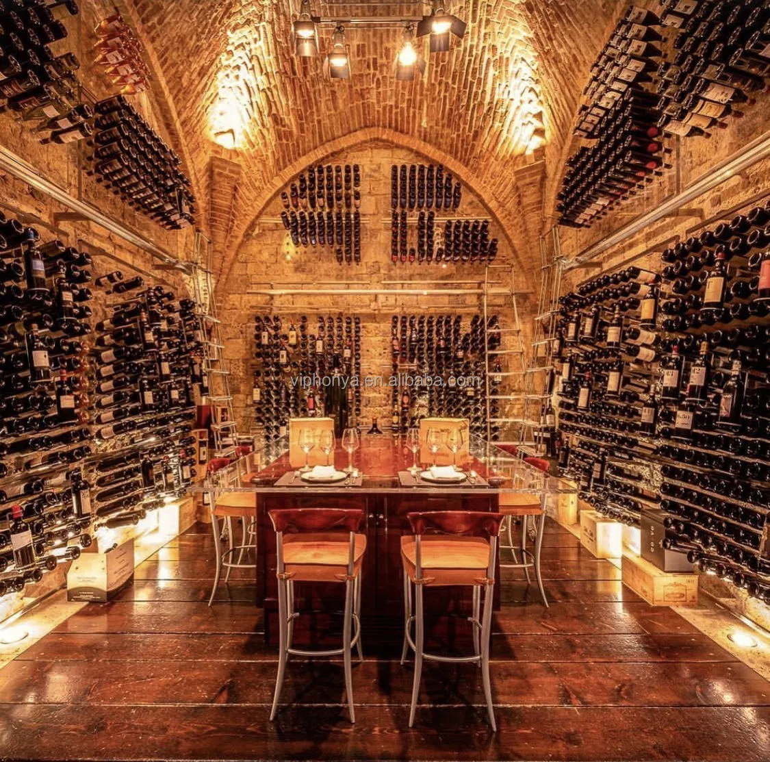 Customizable Solid Wood and Stainless Steel Wine Storage Solution