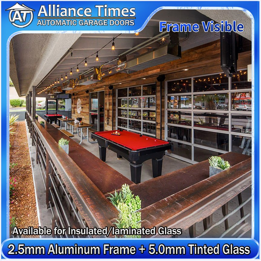 800n Power Force Aluminum Tinted Glass Panels Garage Door System