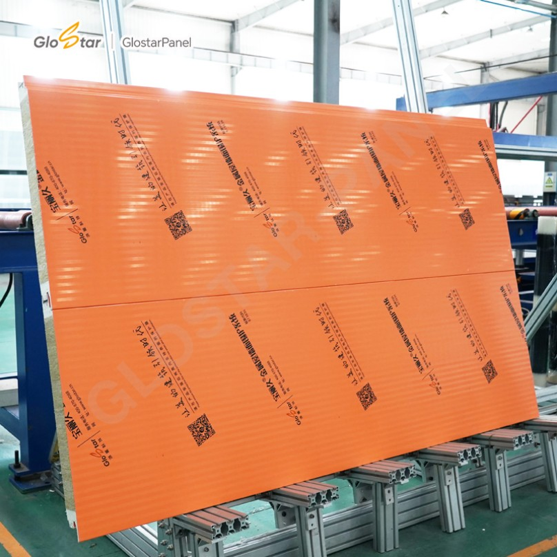 Class a Fireproof PU Rock Wool Sandwich Panel for Industrial Building Envelope