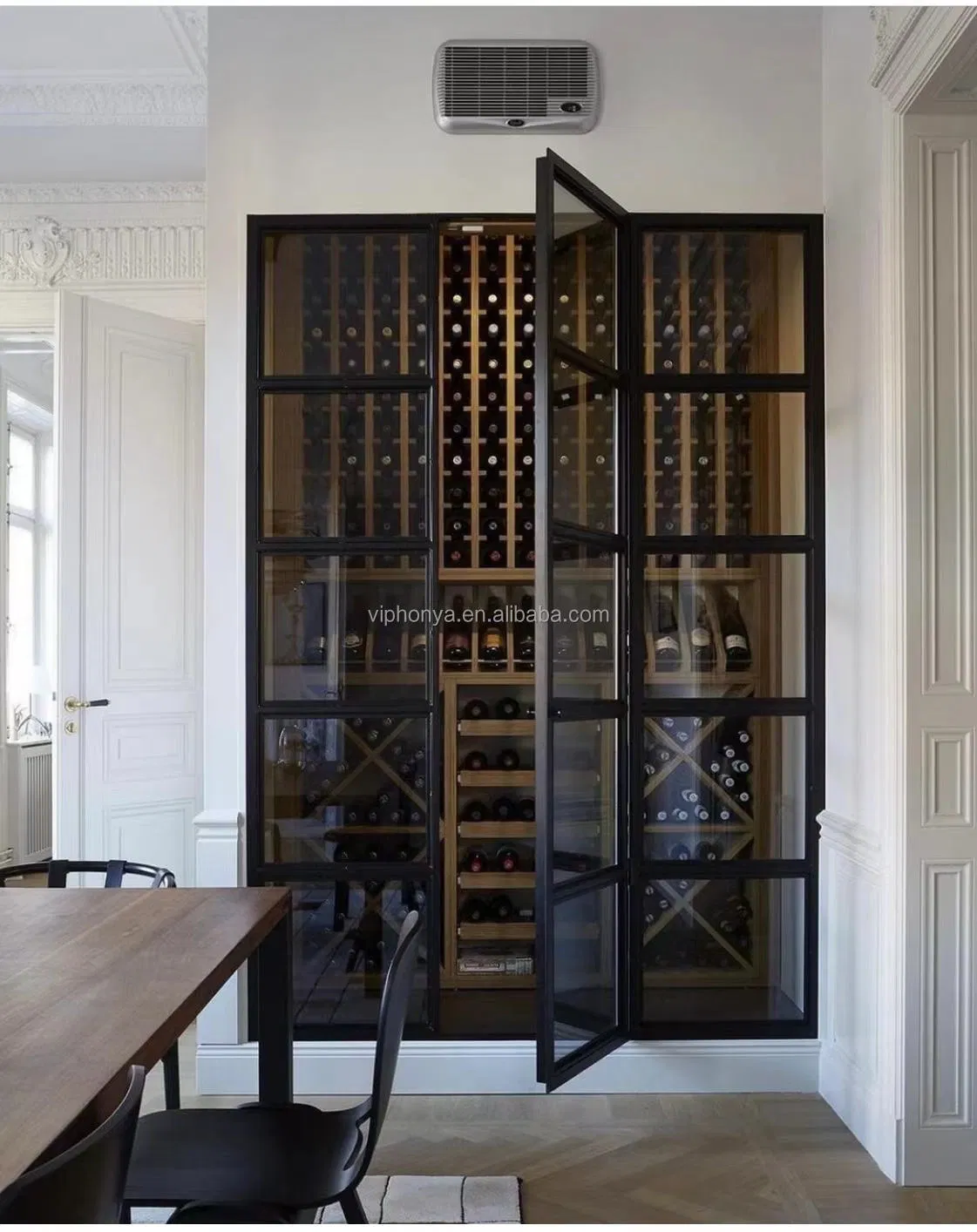 Customizable Solid Wood and Stainless Steel Wine Storage Solution