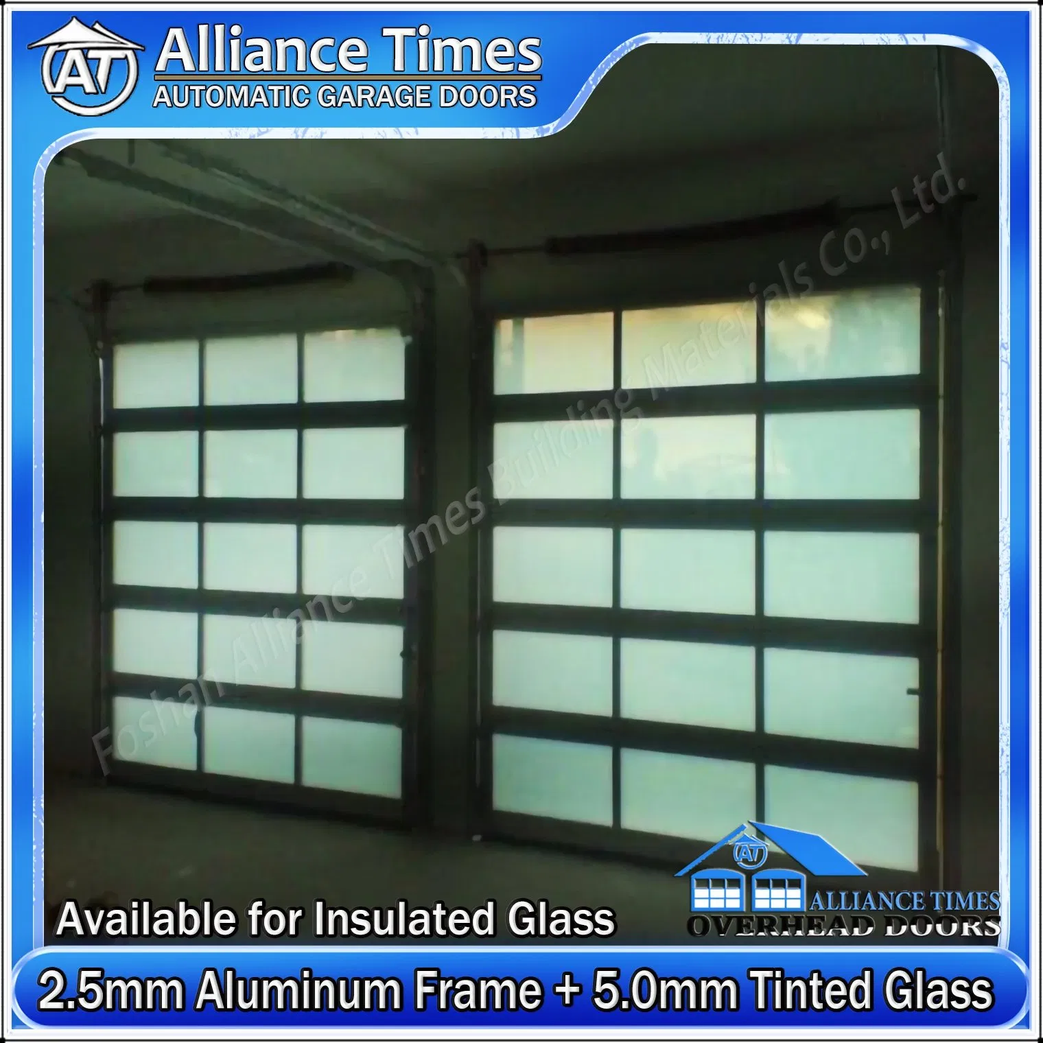 Insulated Garage Doors Featuring Aluminum Frame and 800n Driving System