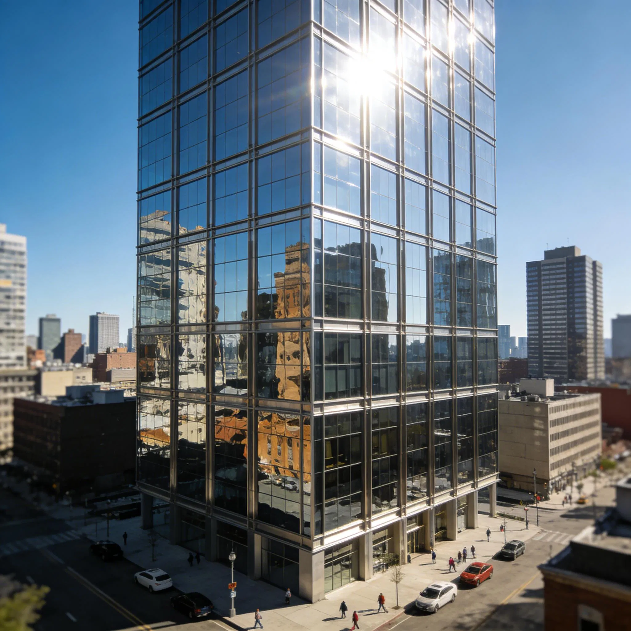 Energy-Efficient Glass Curtain Wall - Hidden Frame System Type