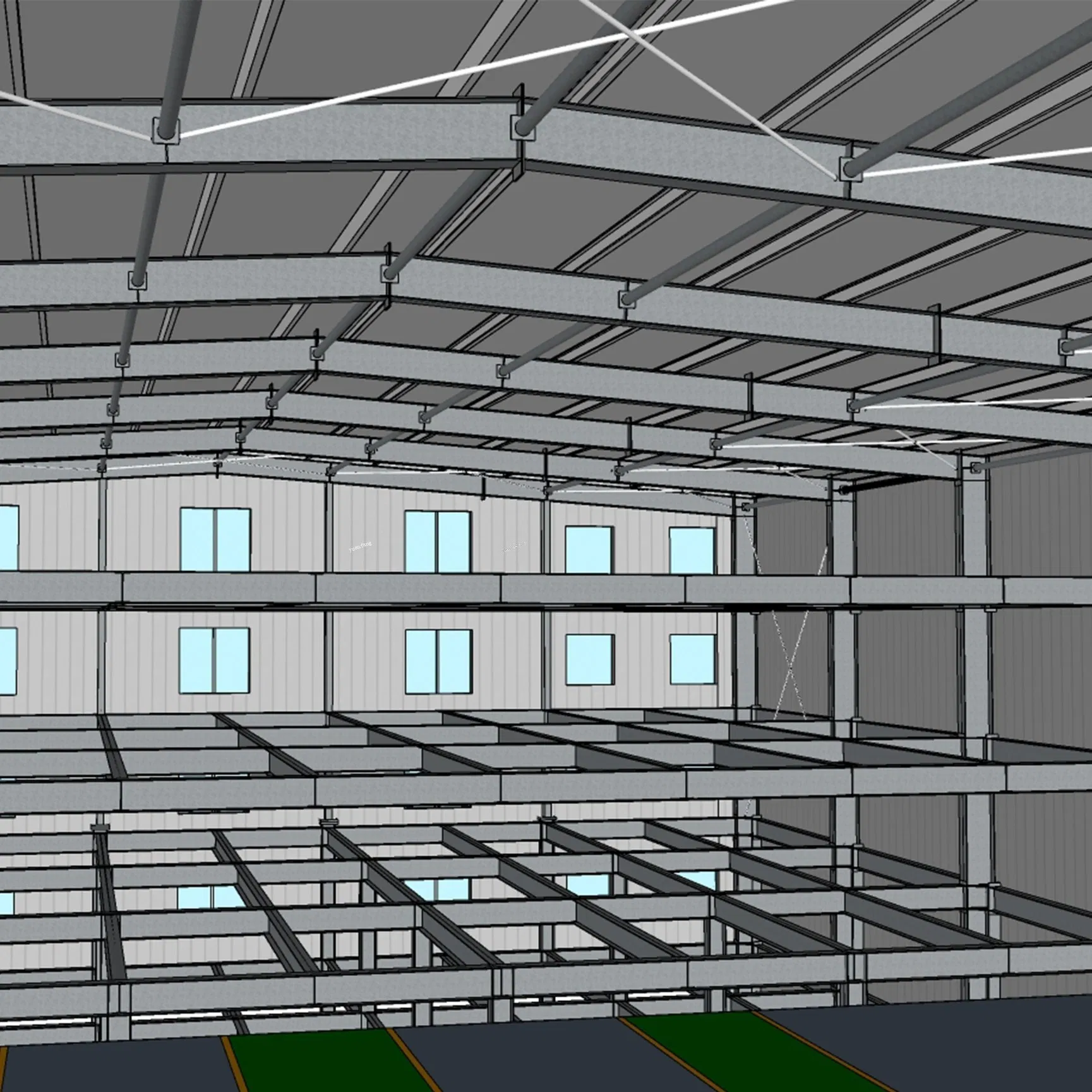 Quick Assembly China Wholesale Customized ISO CE Steel Structure Building Material of Steel Structure Aircraft Hangar with Mezzanine &amp; Curtain Wall