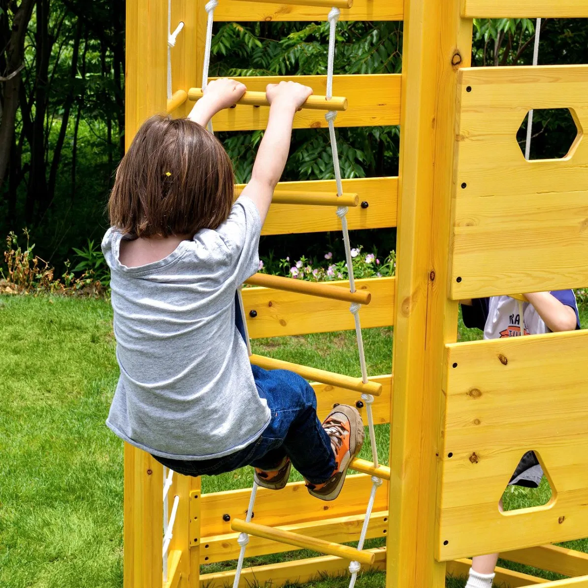Fun Design with Swing Monkey Bars Outdoor Climbing Wall Ages 3-11