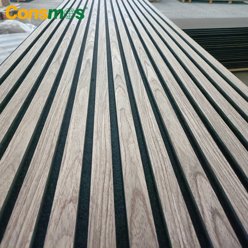 Building Natural Oak Veneer Wood Slat Acoustic Panel Sound Thermal Insulation Material