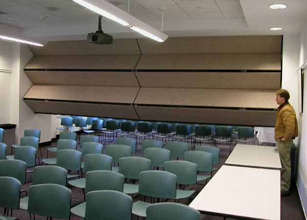 Upward Folding Acoustical Vertically Operable Wall System