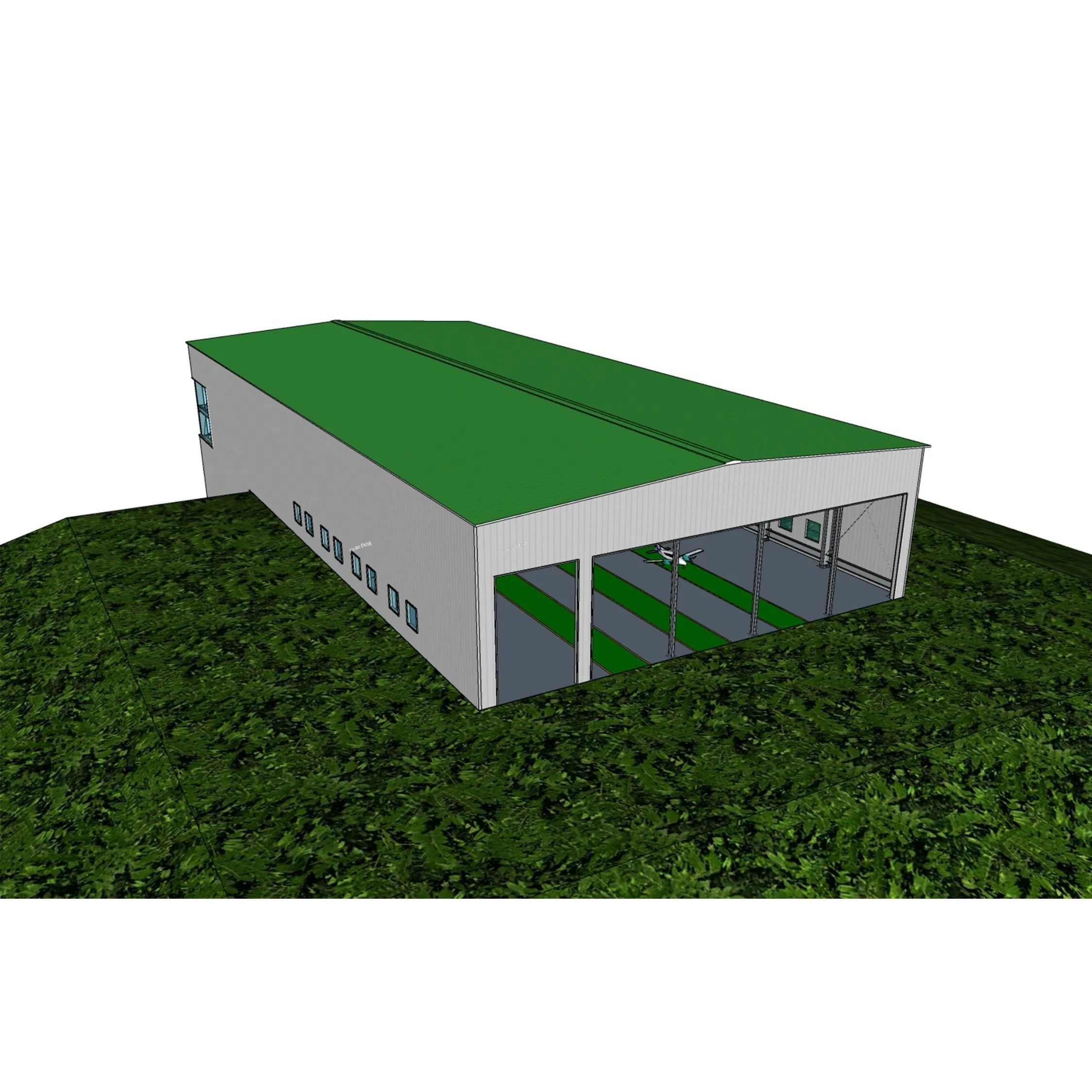 Quick Assembly China Wholesale Customized ISO CE Steel Structure Building Material of Steel Structure Aircraft Hangar with Mezzanine &amp; Curtain Wall