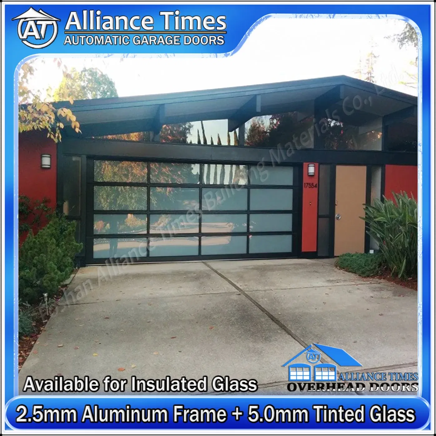 Insulated Garage Doors Featuring Aluminum Frame and 800n Driving System