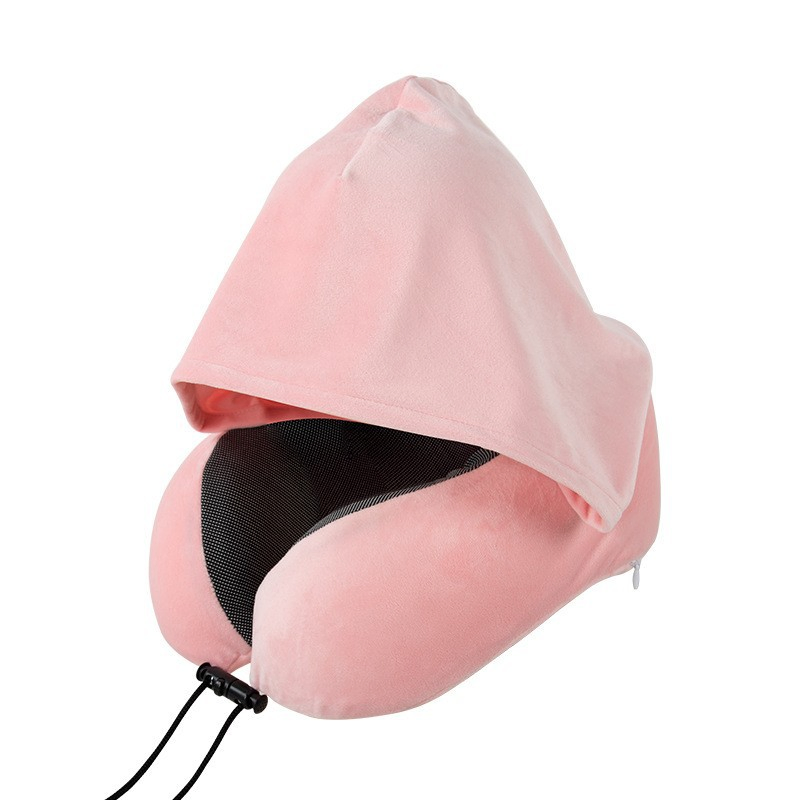 Memory Foam U-Shaped Neck Pillow with Cap for Outdoor Travel and Car Use