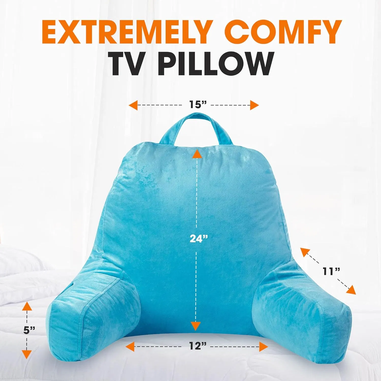 Hot Sale Super Soft Velvet TV Pillow Lumbar Back Support Reading Pillow with Arms