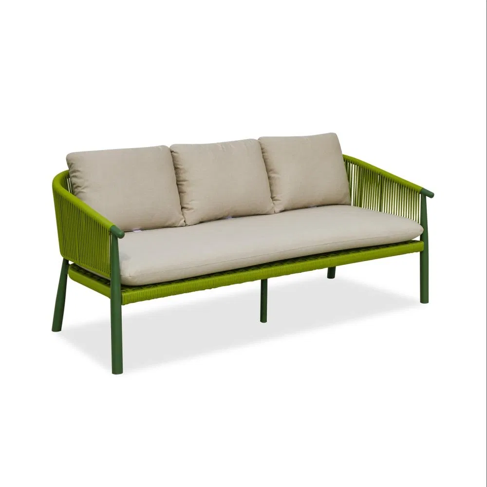2-Seater Green Woven Rope Loveseat