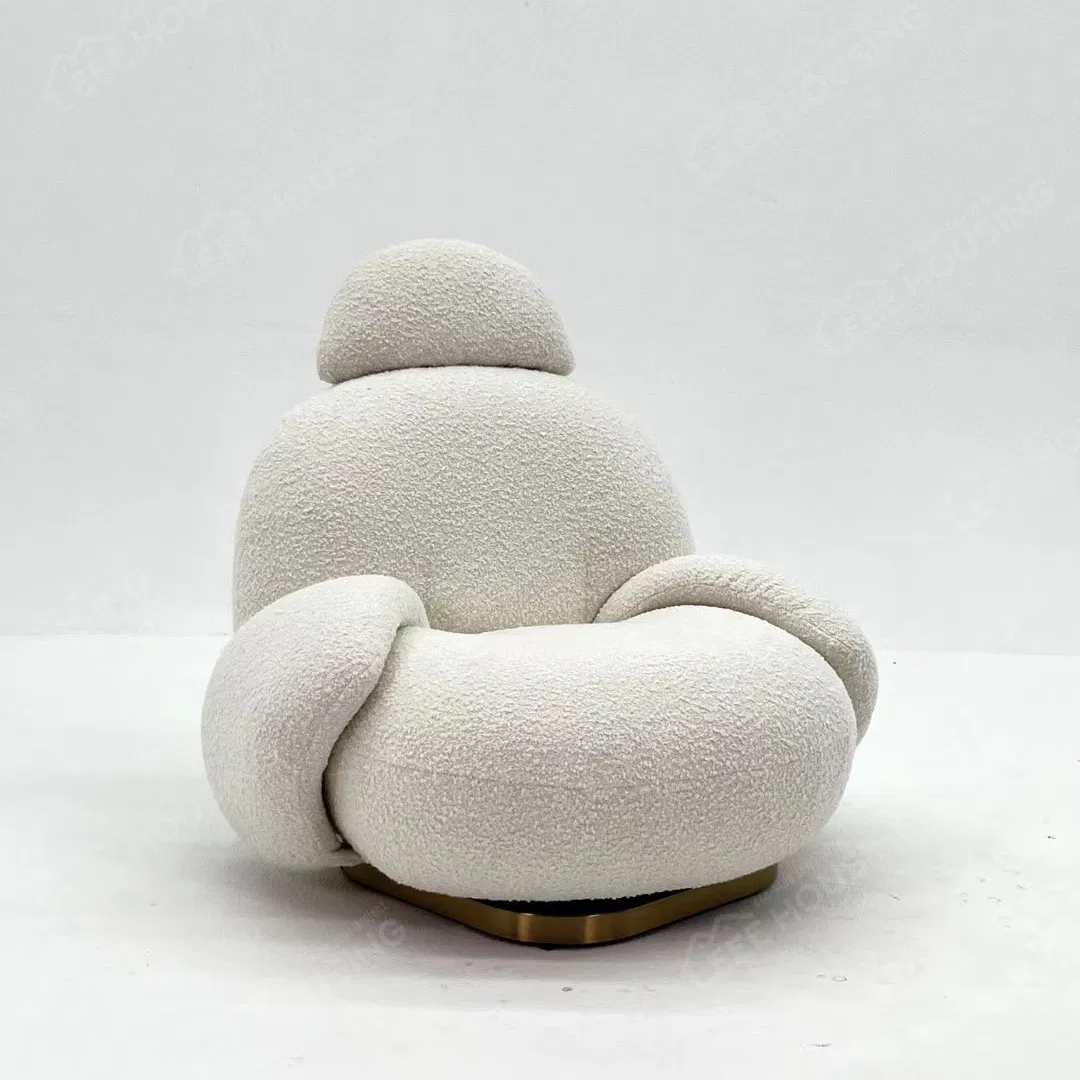 Rotatable Cloud Cream White Leisure Swivel Chair with Armrest Recliner for Reading Room Single Recliner Sofa Chair Lounge Bean Bag for Apartment Living Room