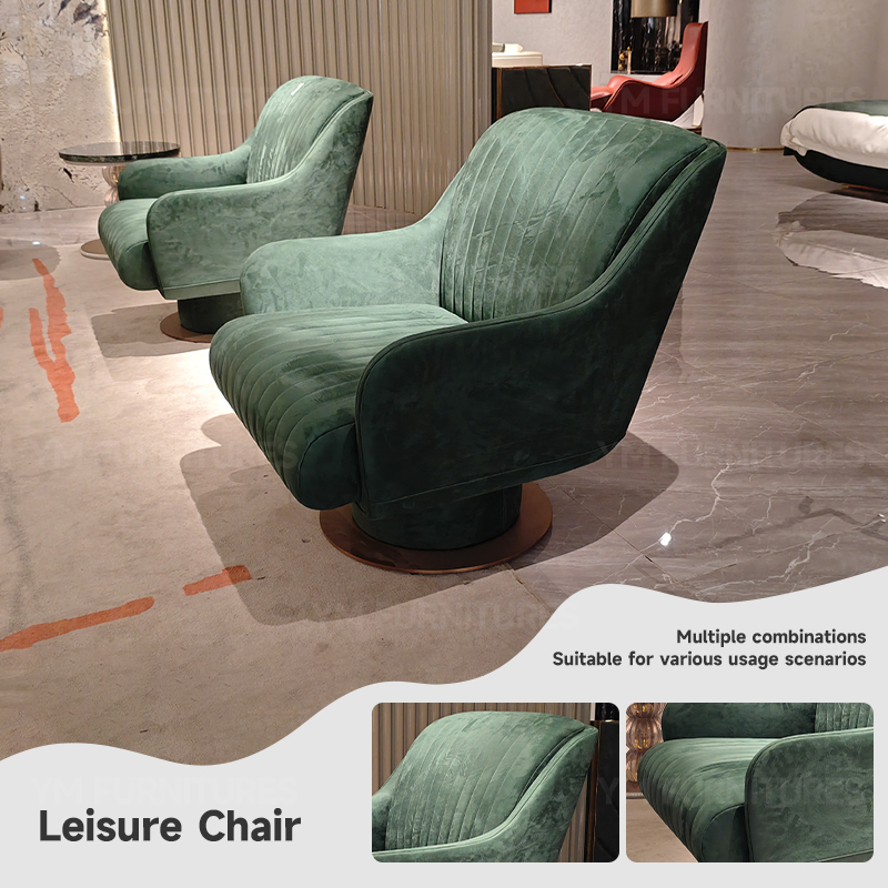 Living Room Velvet Soft Single Recliner Sofa Rotating Leisure Chaise Comfort Lounge Chair