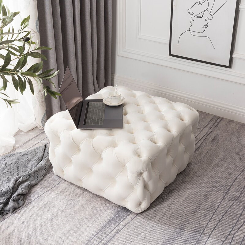 American Velvet Fabric Living Room Furniture Square Ottoman