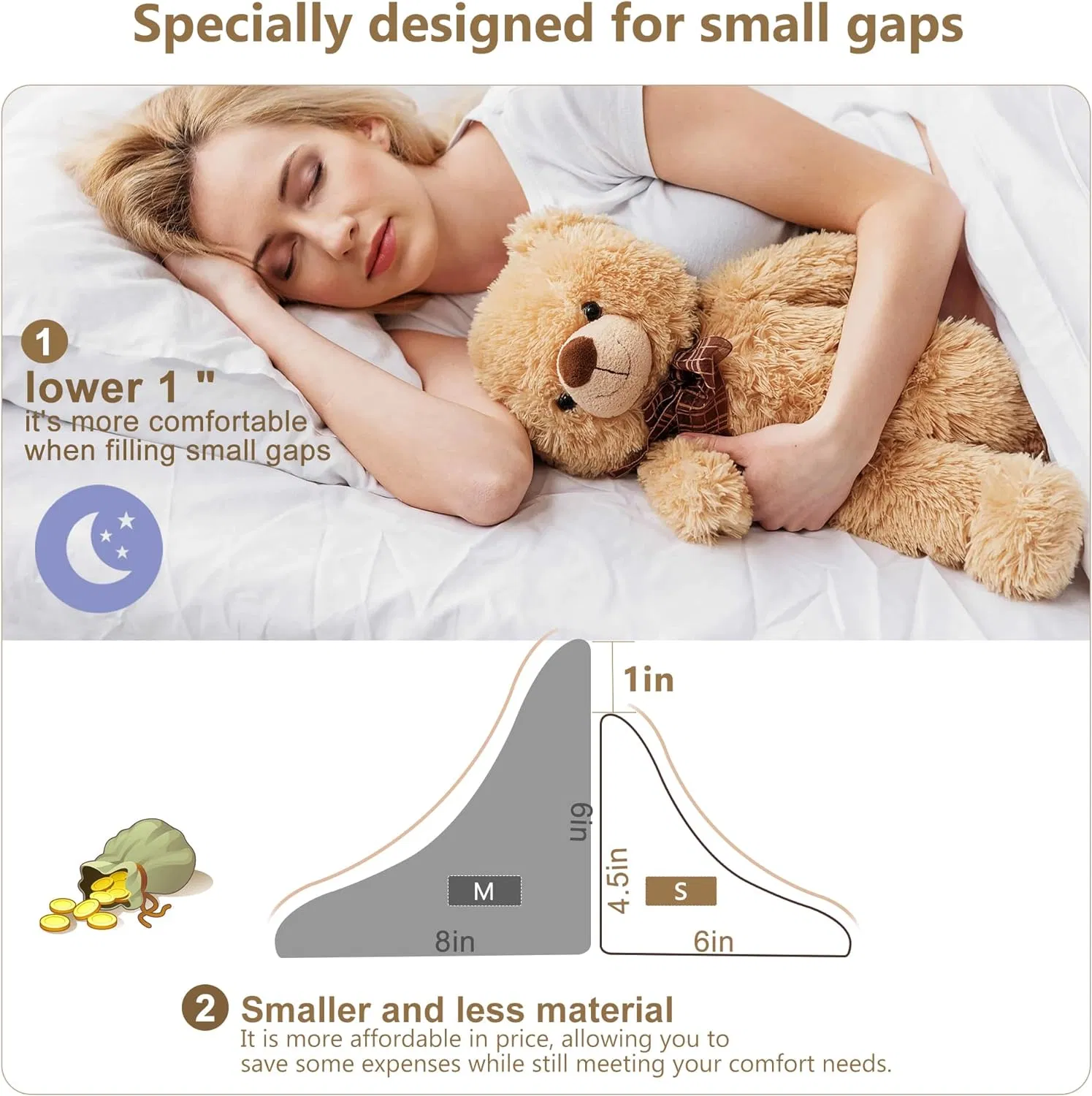 Mini Order Bed Gap Wedge Pillow Factory Directly Ship Back Wedge Foldable Memory Foam Pillow