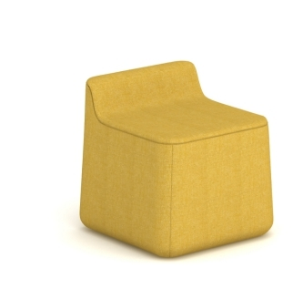Yellow Fabric Cube Ottoman with Backrest